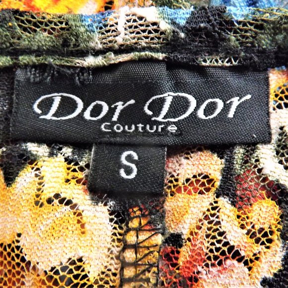 NWOT Dor Dor Couture Bursting Colors Huge Bell Cuffs w Flaring Skirt Tunic Top S - Picture 14 of 16